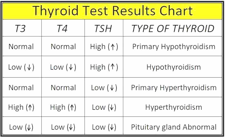 thyroid test results chart